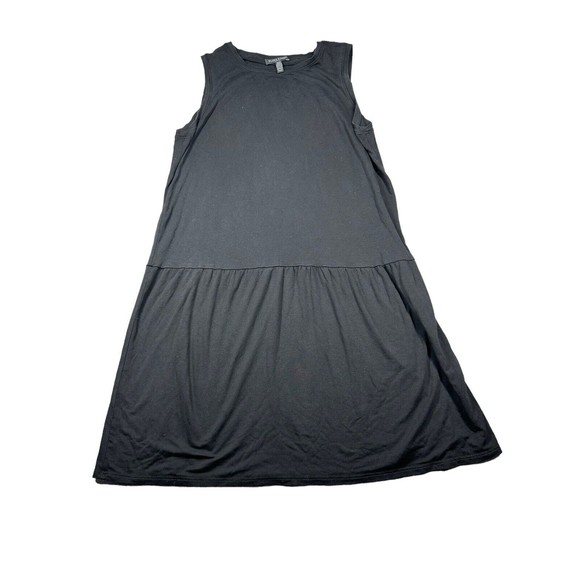 Eileen Fisher Stretch Knit Round Neck Sleeveless Slim Dress Black Petite Small - Picture 1 of 6